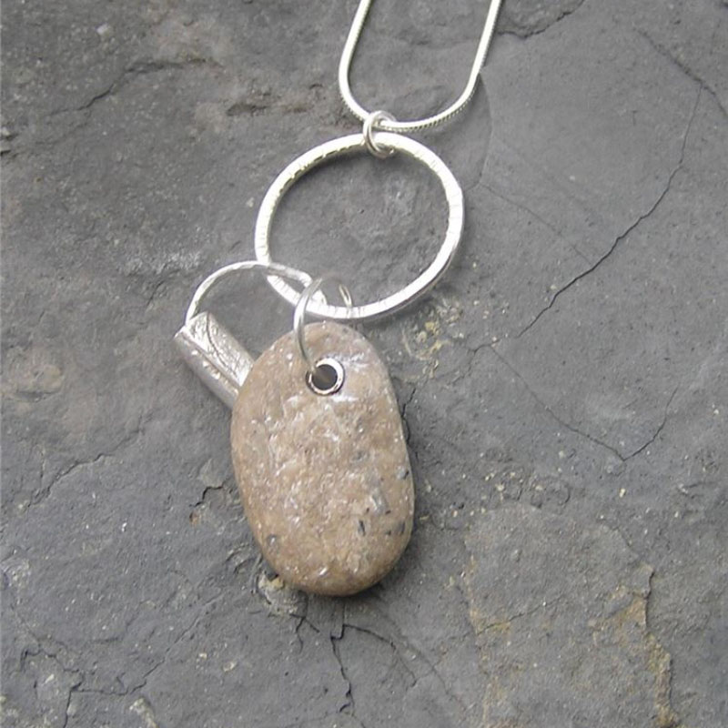 Order Silver hoop with pebble pendant