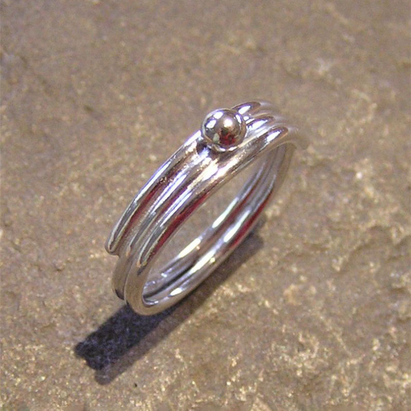 Silver coiled pebble ring