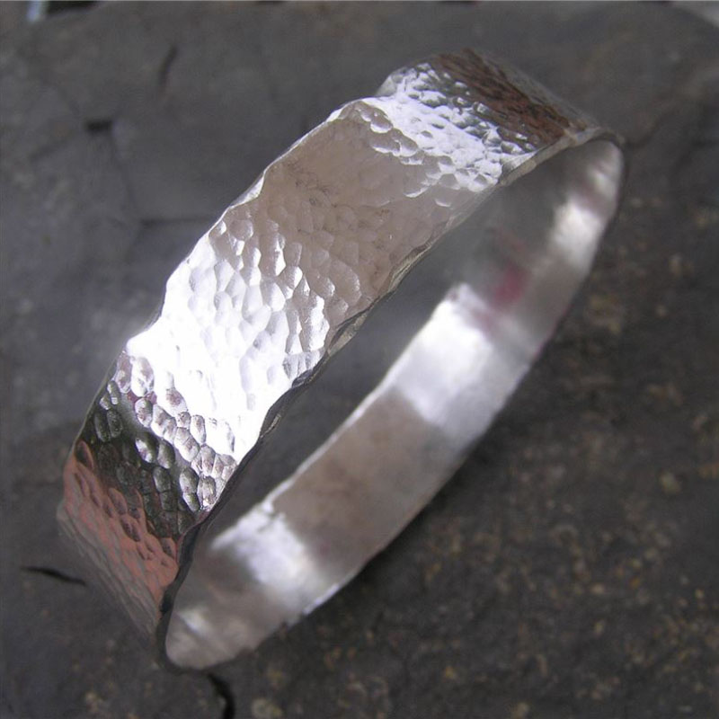 Silver hammered bangle