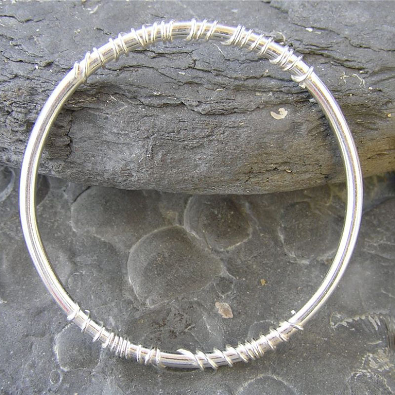 Silver melted wire bangle