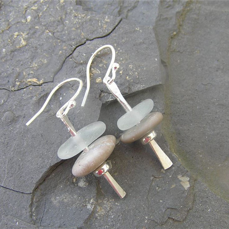 Seaglass stacker earrings