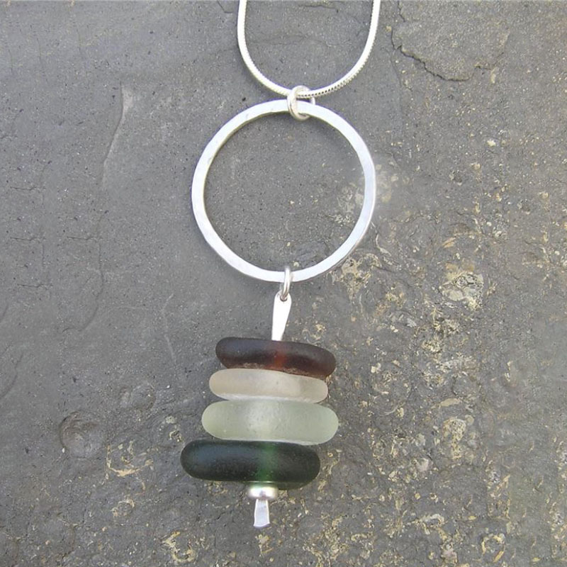 Seaglass hoop pendant