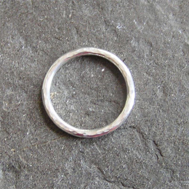 Silver hammered stacker ring